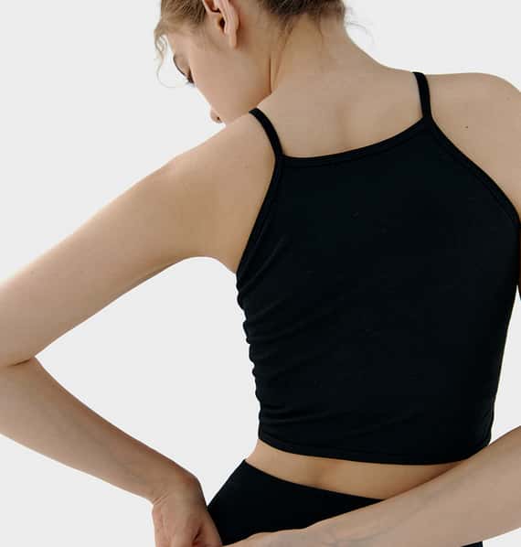 Conchwear 幕斯棉 瑜珈吊帶胸墊短背心 經典黑 CON032BLK