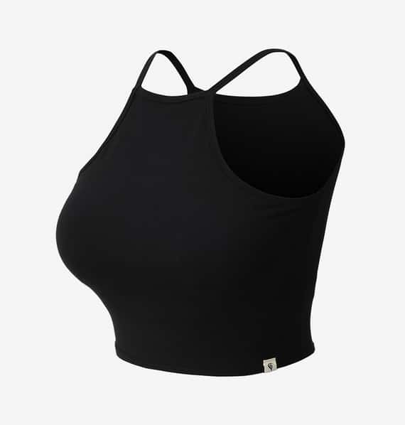 Conchwear 幕斯棉 瑜珈吊帶胸墊短背心 經典黑 CON032BLK