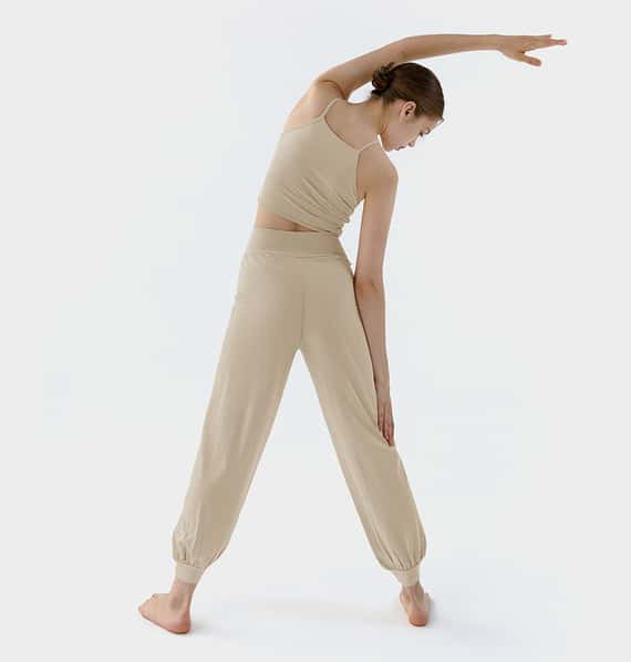 Conchwear 幕斯棉 瑜珈小寬鬆款束腳寬褲 珍珠種子白 CON033IVY