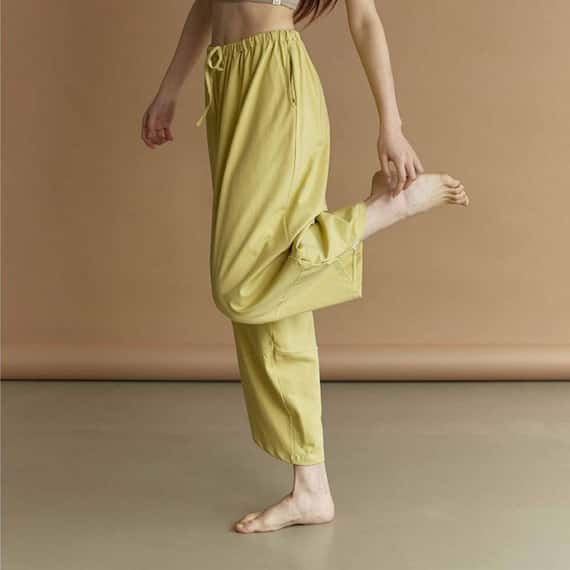 【熱銷補貨】Dhyani 瑜珈闊腿款收腳寬褲 檸檬黃 CON059YEL