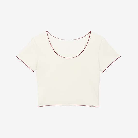 Dhyani 瑜珈合身紅邊短罩衫 白色 CON120WHT