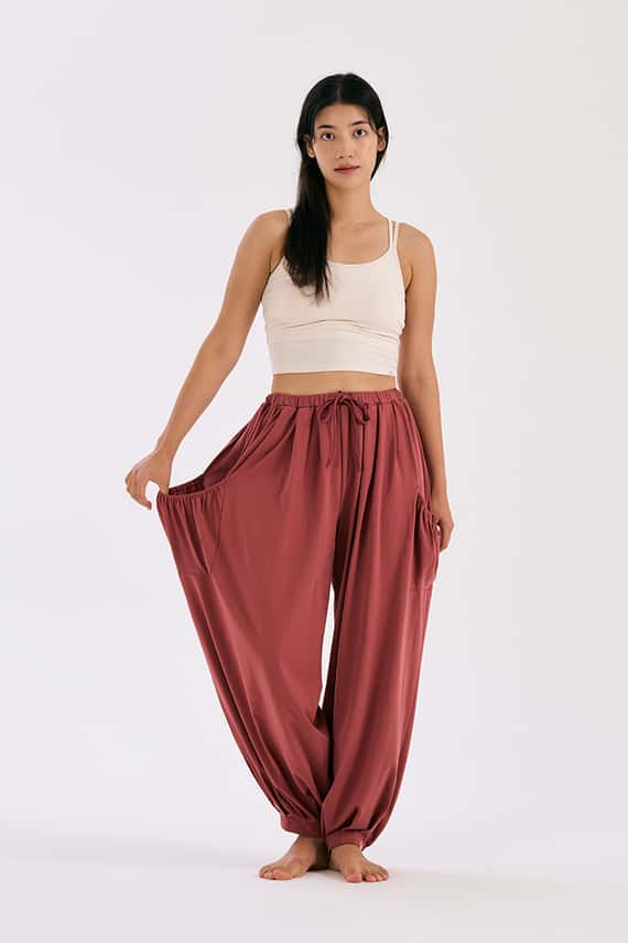 Dhyani 雲朵束腳燈籠寬褲 磚紅色 CON131RED
