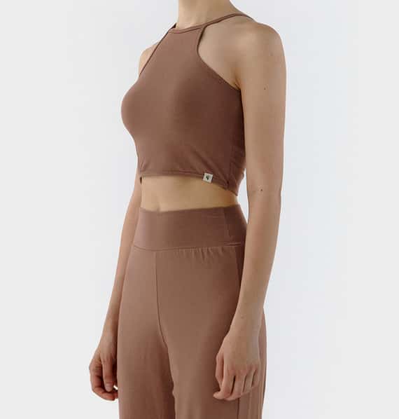 Conchwear 幕斯棉 瑜珈吊帶胸墊短背心 粉磚啡 CON032BRN