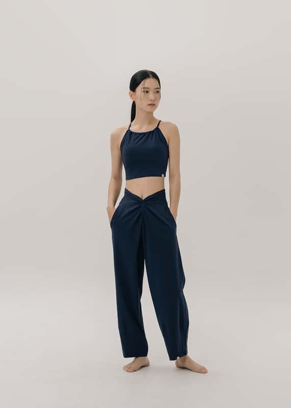 【6色】Sohamsoham 瑜珈抽皺造型胸墊短背心 海軍藍 SOH002NAV