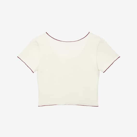 Dhyani 瑜珈合身紅邊短罩衫 白色 CON120WHT