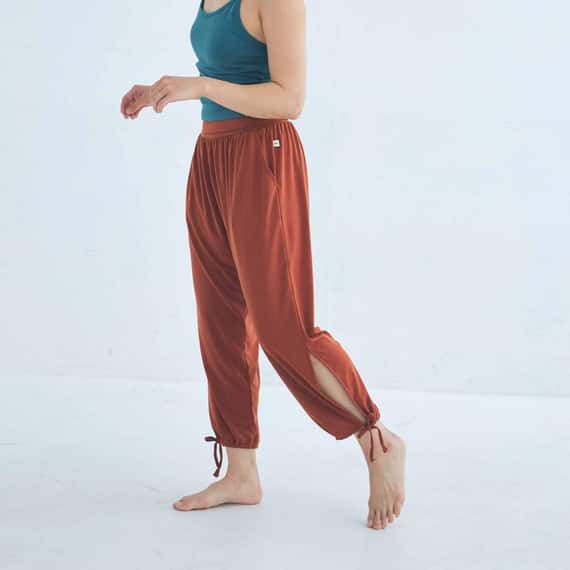 【6色】Sohamsoham 瑜珈側開岔綁帶束腳寬褲 磚紅色 SOH001BRK