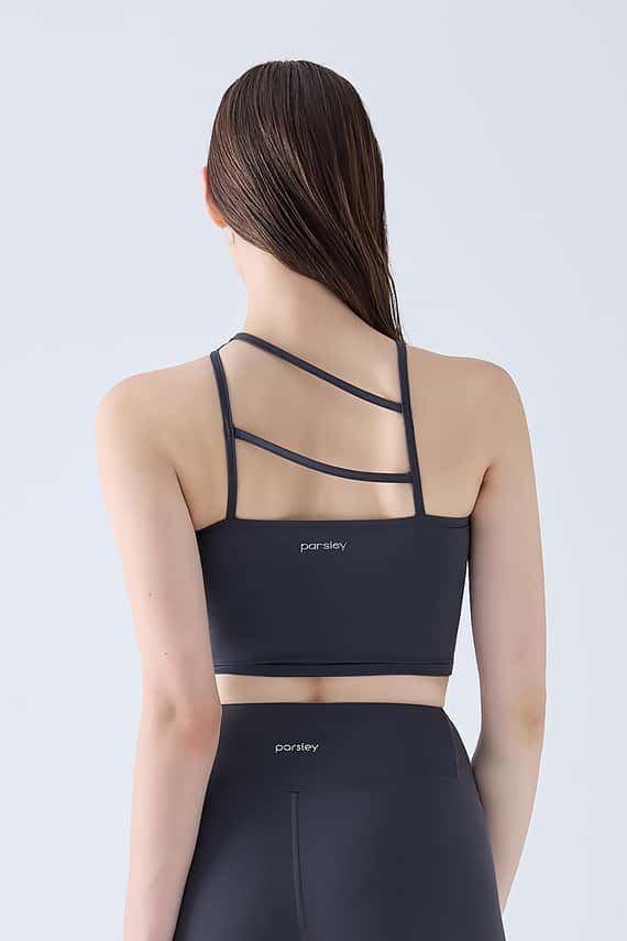 Parsley Allay 後斜線造型胸墊短背心 月光藍 各類運動適用 P23BR011NAV