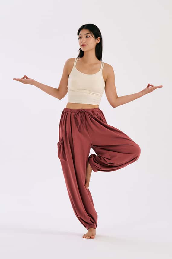 Dhyani 雲朵束腳燈籠寬褲 磚紅色 CON131RED