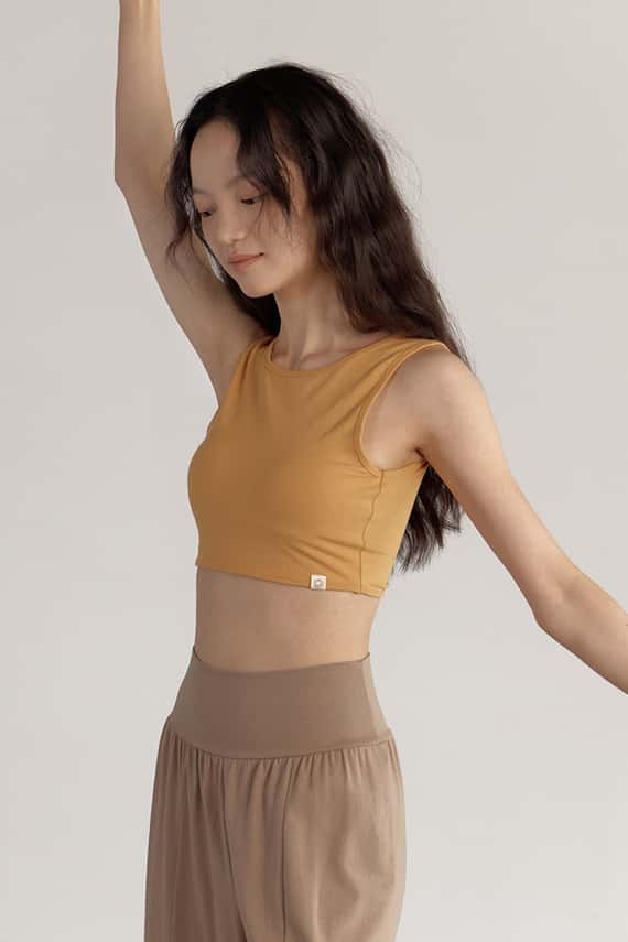 【熱銷補貨】Dhyani 修習瑜珈胸墊短背心 起司黃 CON016YEL