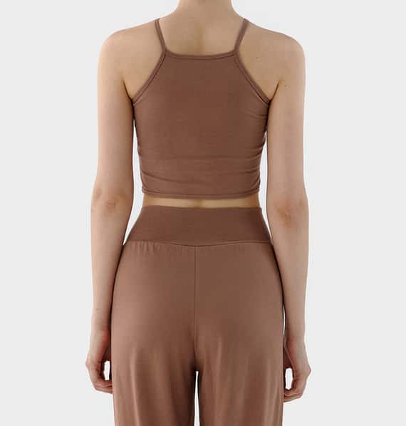 Conchwear 幕斯棉 瑜珈吊帶胸墊短背心 粉磚啡 CON032BRN