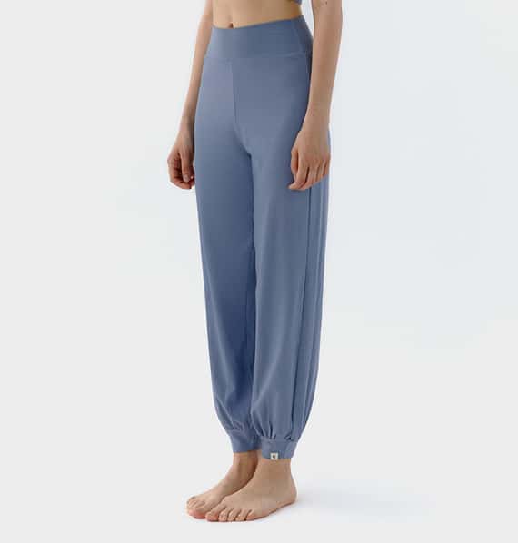 Conchwear 幕斯棉 瑜珈小寬鬆款束腳寬褲 繡球花藍 CON033BLU