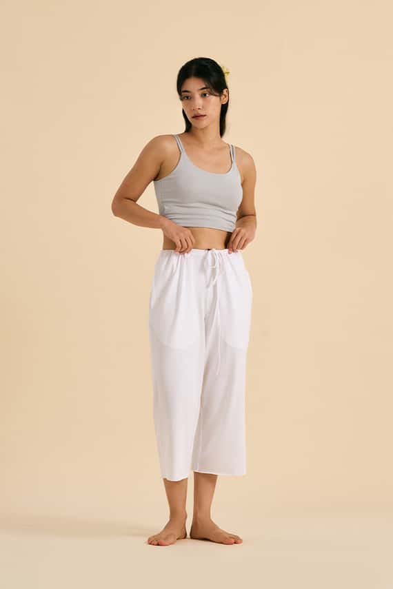 Dhyani 靈活八分瑜珈寬褲 白色 CON129WHT