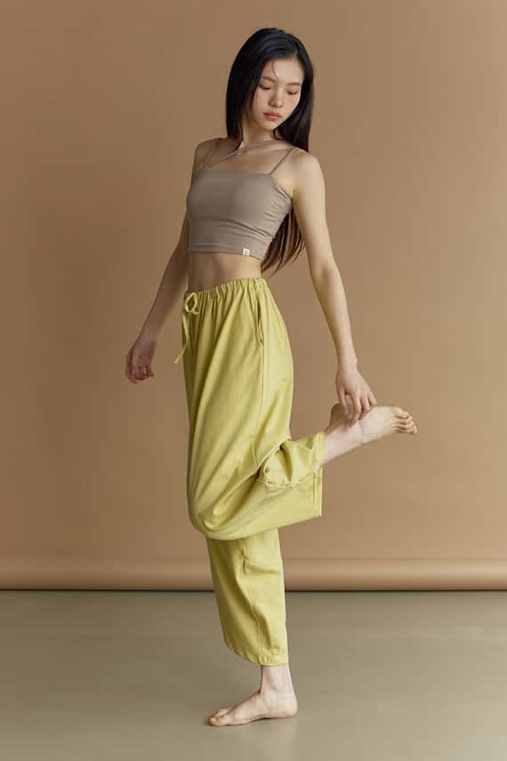 【熱銷補貨】Dhyani 瑜珈闊腿款收腳寬褲 檸檬黃 CON059YEL