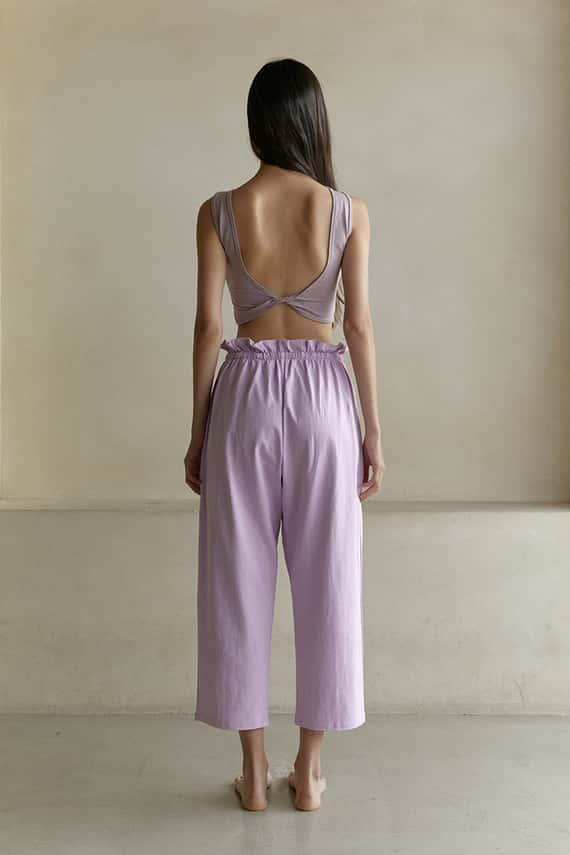 【熱銷補貨】Dhyani 瑜珈寬鬆款口袋八分褲 丁香紫 CON024LIC