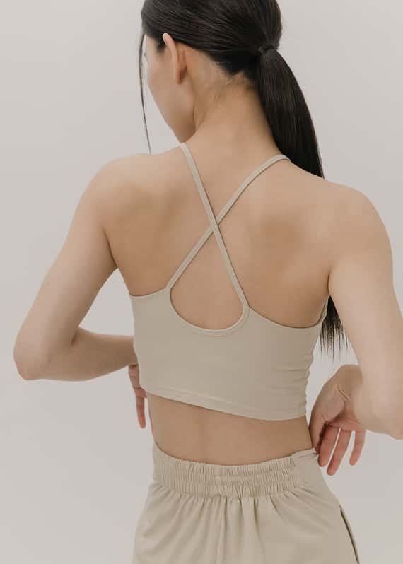 【6色】Sohamsoham 瑜珈抽皺造型胸墊短背心 象牙白 SOH002IVY