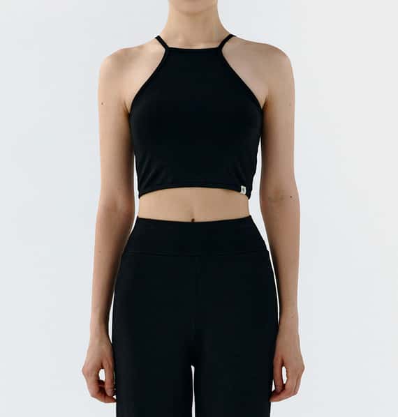 Conchwear 幕斯棉 瑜珈吊帶胸墊短背心 經典黑 CON032BLK