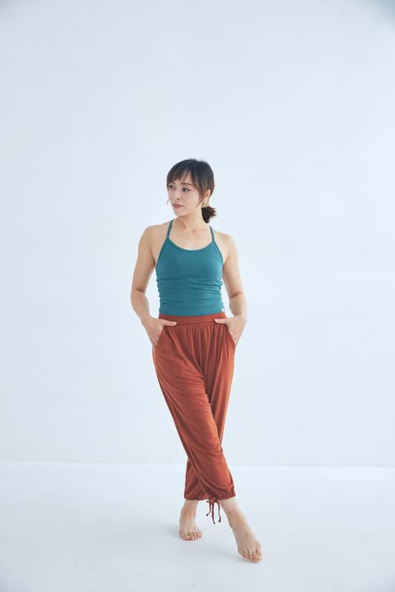 【6色】Sohamsoham 瑜珈側開岔綁帶束腳寬褲 磚紅色 SOH001BRK