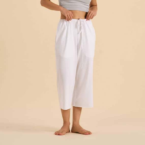 Dhyani 靈活八分瑜珈寬褲 白色 CON129WHT