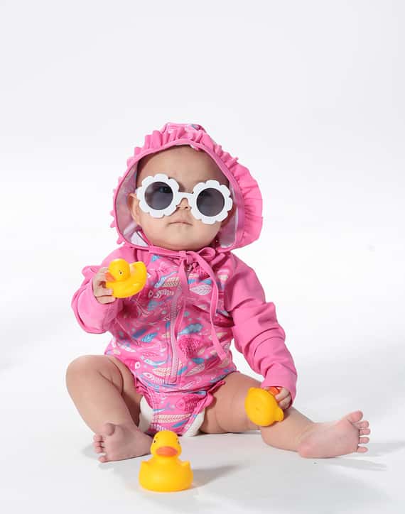 Haolang 粉紅海洋寶寶長袖泳衣