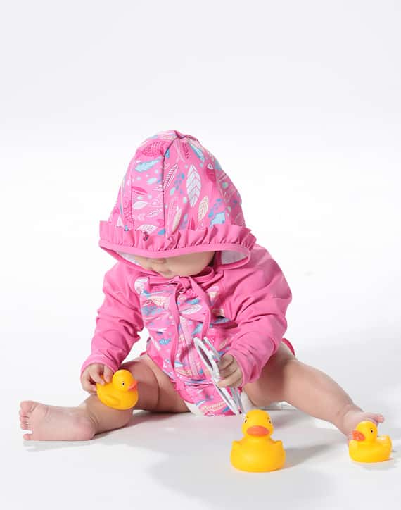 Haolang 粉紅海洋寶寶長袖泳衣