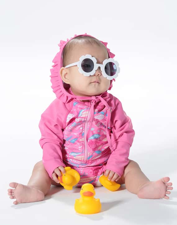 Haolang 粉紅海洋寶寶長袖泳衣