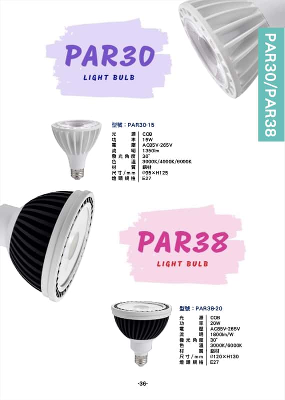 PAR30 / 38 燈泡系列  P36