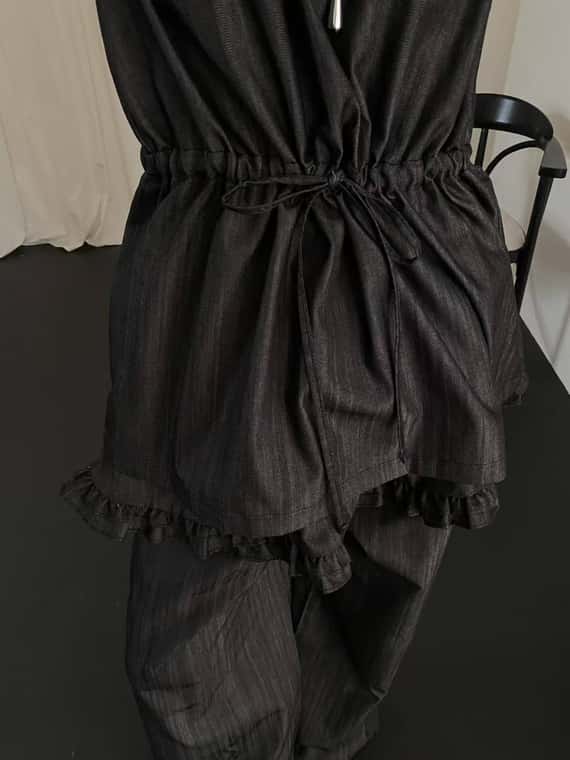 抽繩小口袋軟料牛仔背心