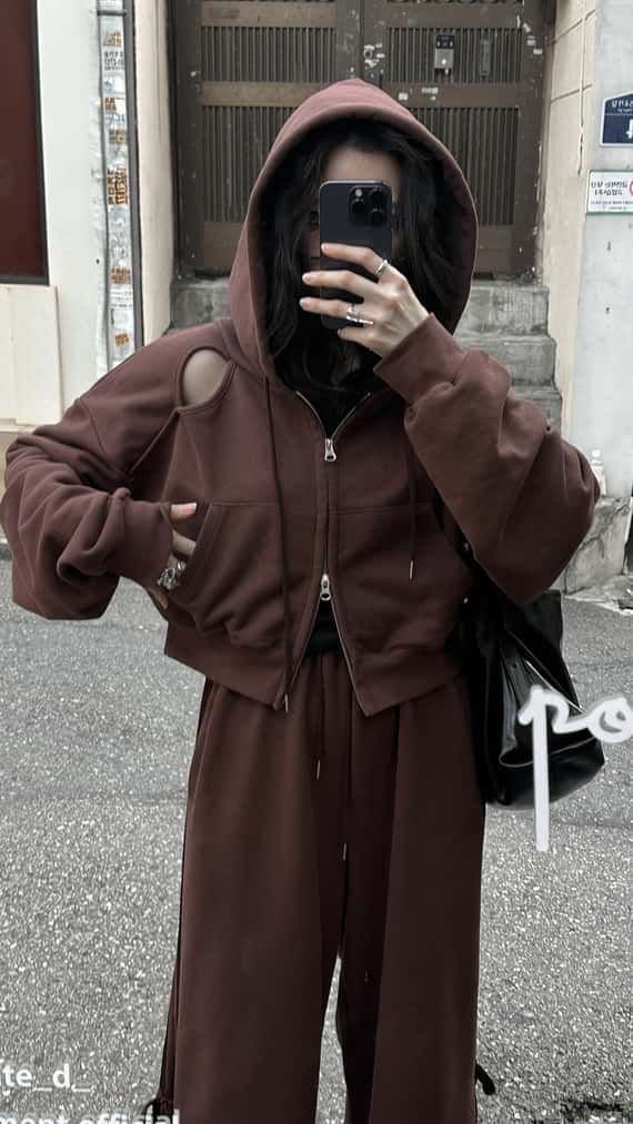 挖空設計雙拉鍊連帽外套