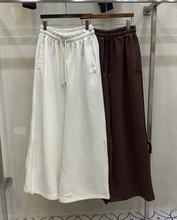 緞帶側刷綁結鬆緊棉褲