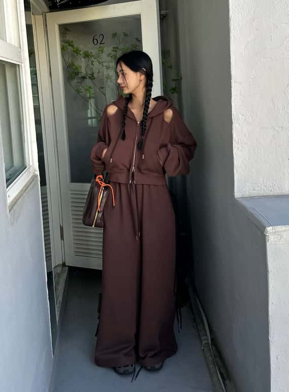 挖空設計雙拉鍊連帽外套