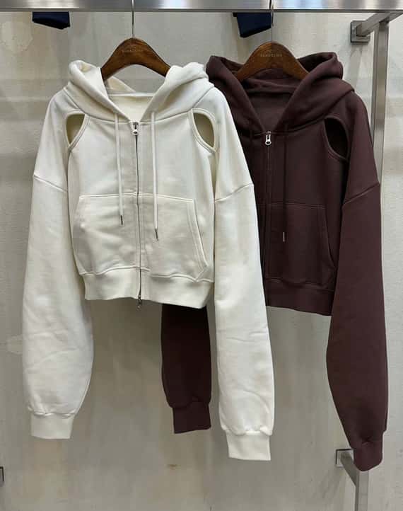 挖空設計雙拉鍊連帽外套