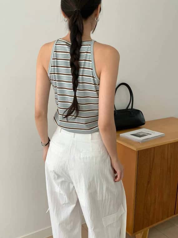超舒服高彈力條紋細肩背心