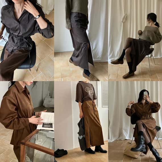 親膚短絨面開衩長裙（成套）