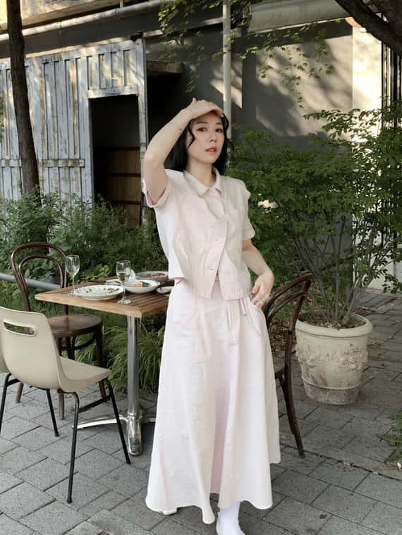 夏日棉麻附腰帶長裙（成套優惠）
