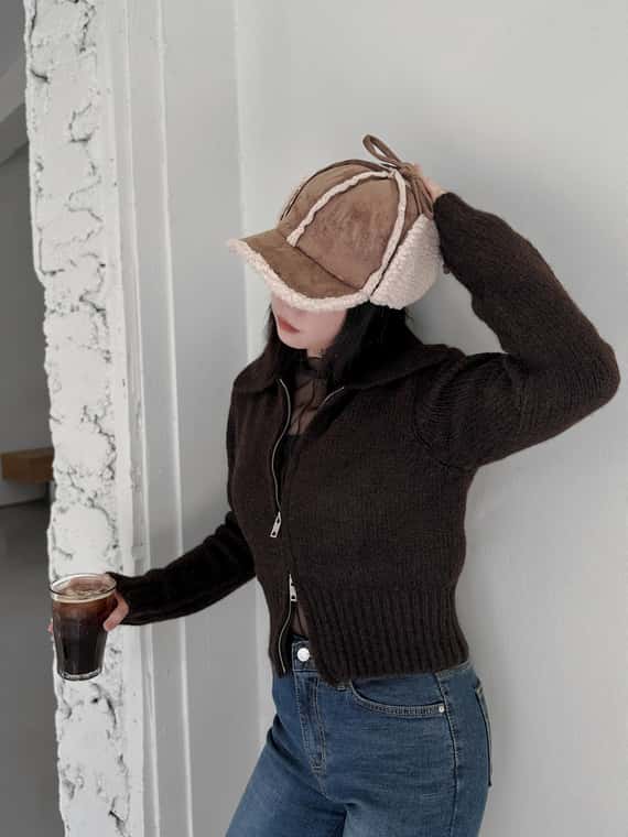 熱賣款QQ羊羔毛小臉飛行帽