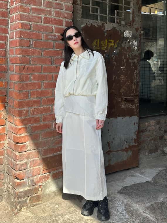 韓系簡約附腰帶風衣長裙