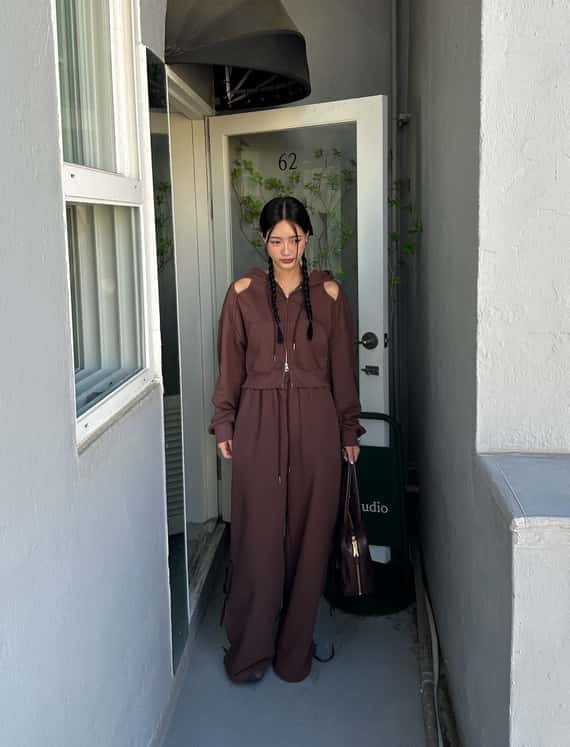 挖空設計雙拉鍊連帽外套