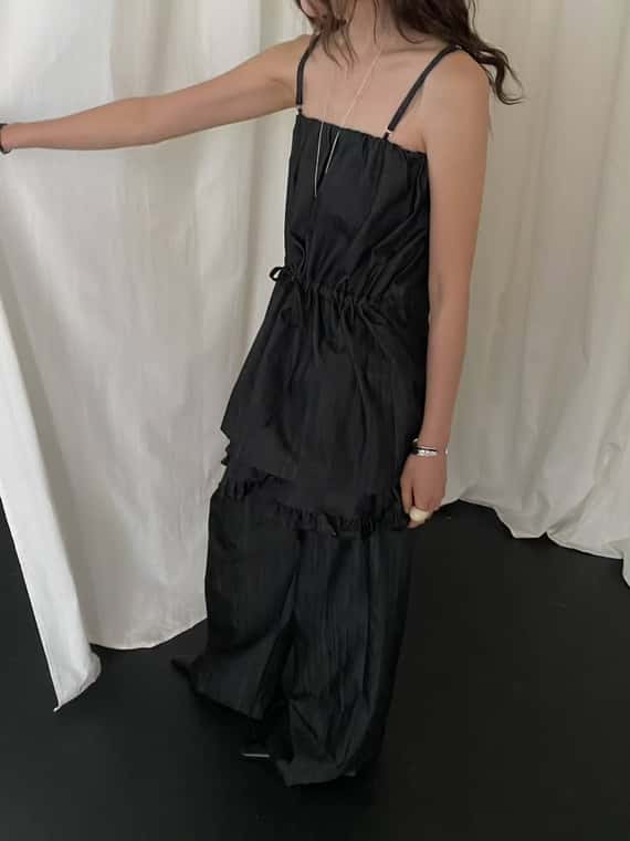 抽繩小口袋軟料牛仔背心