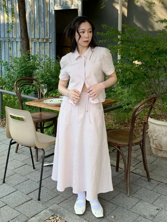 夏日棉麻附腰帶長裙（成套優惠）