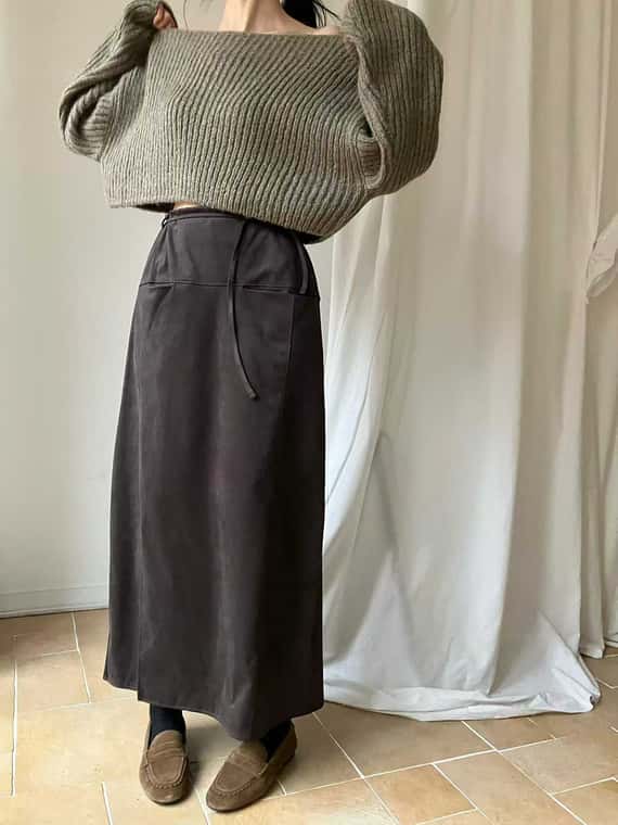 親膚短絨面開衩長裙（成套）