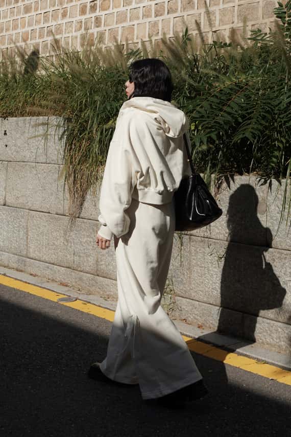 緞帶側刷綁結鬆緊棉褲