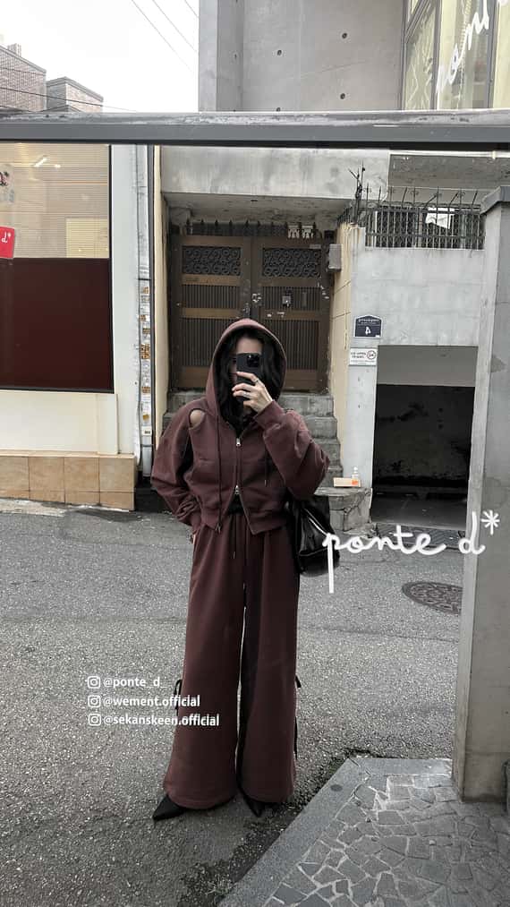 緞帶側刷綁結鬆緊棉褲