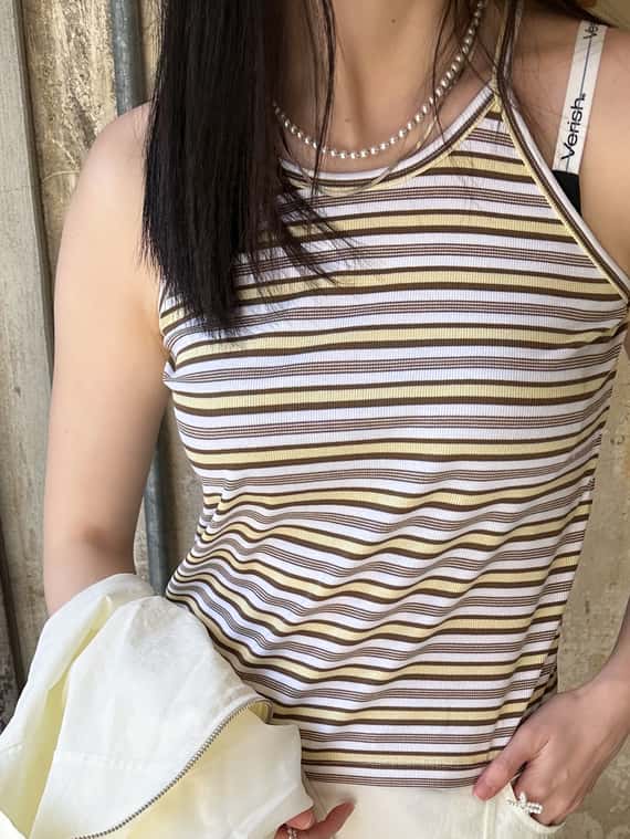 超舒服高彈力條紋細肩背心