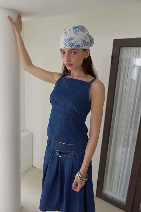 美背細肩牛仔背心（成套）