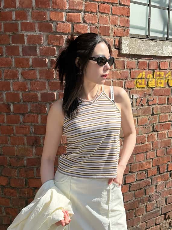 超舒服高彈力條紋細肩背心