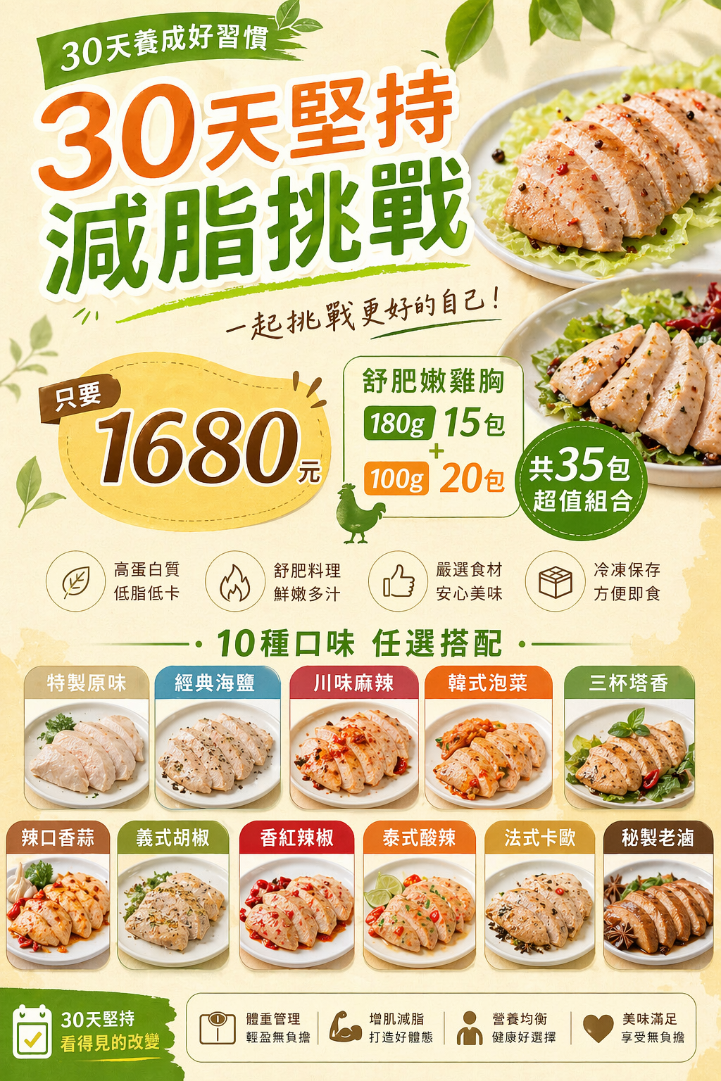 30天堅持減脂挑戰 │口味任選 在享免運│肉肉隊長 │宵夜/備餐/低脂 │1