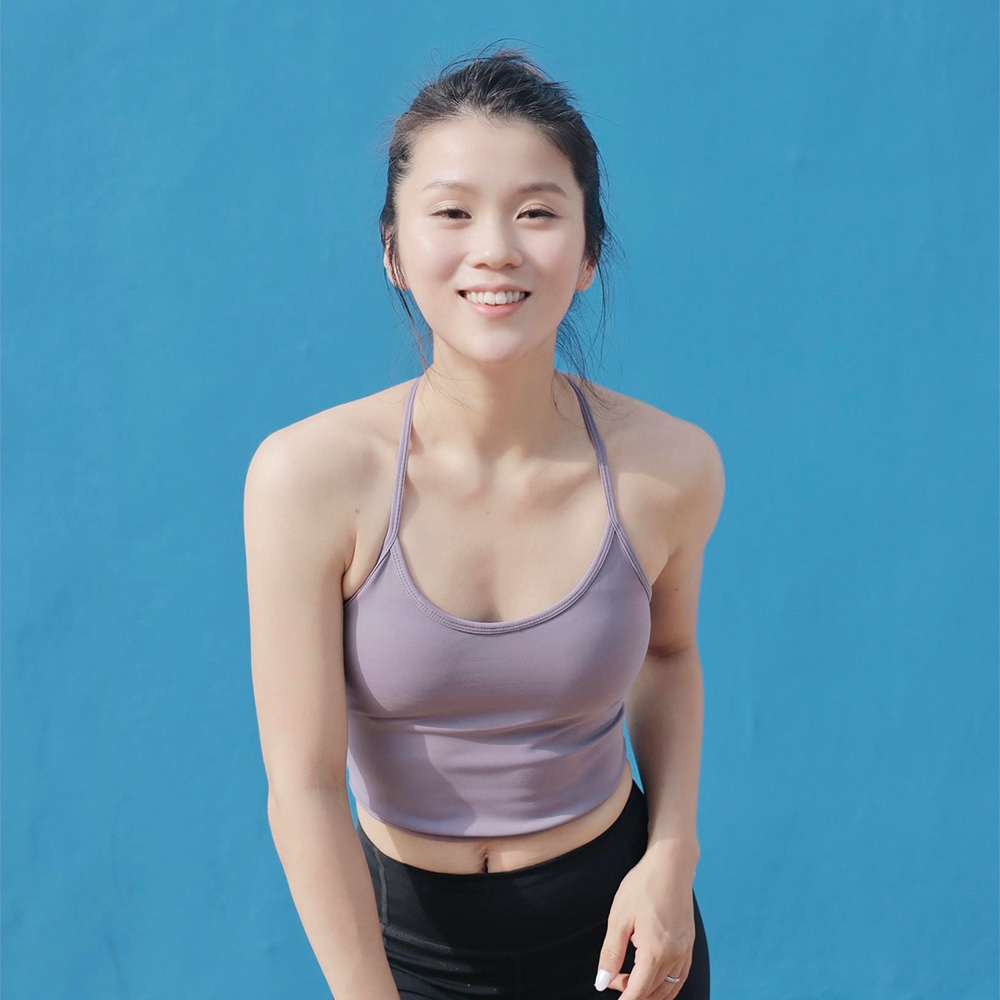 美麗飛中強度細帶美背TANK(附胸墊)-薰衣草紫