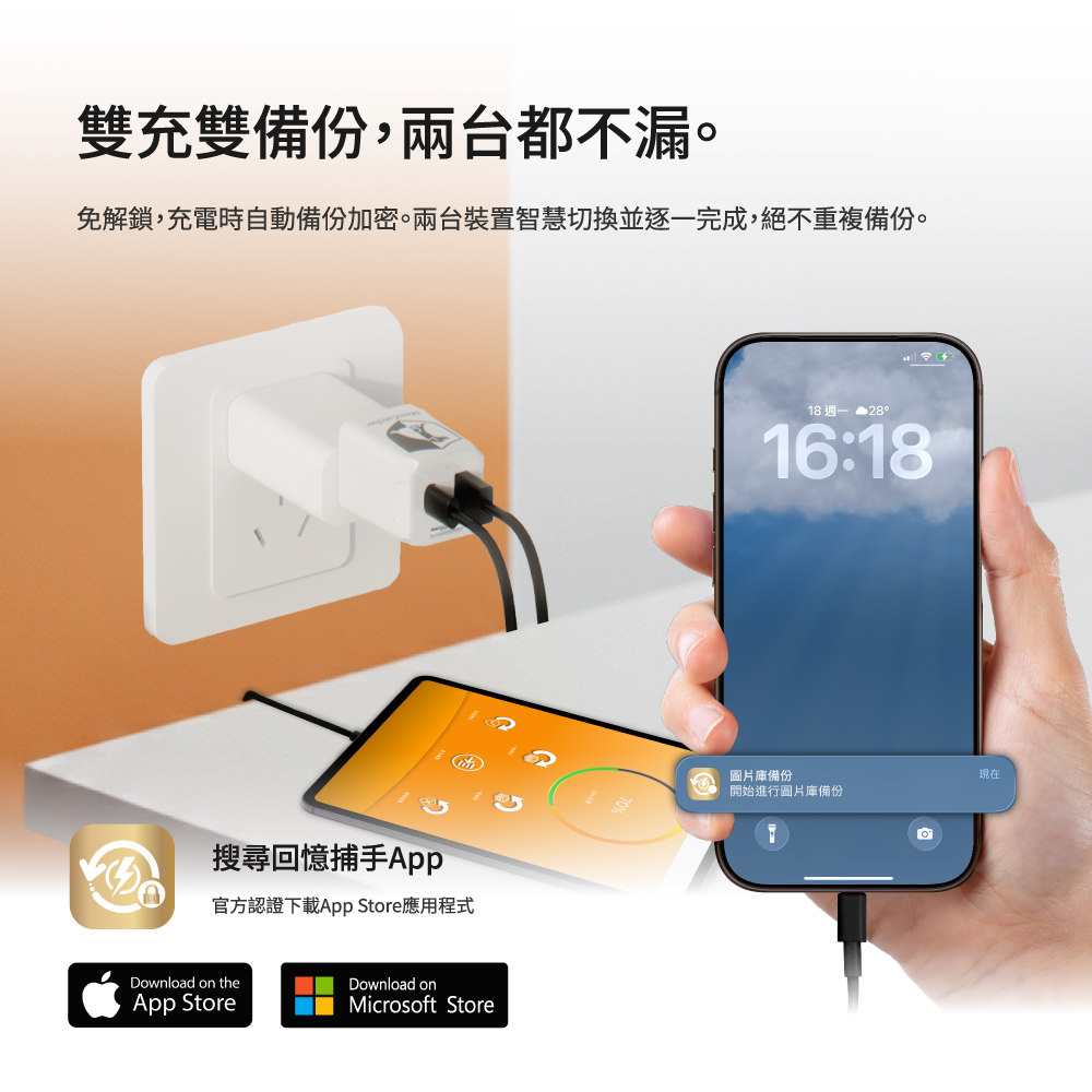 回憶捕手 Link B款-電腦/iPhone蘋果 加密備份豆腐頭4