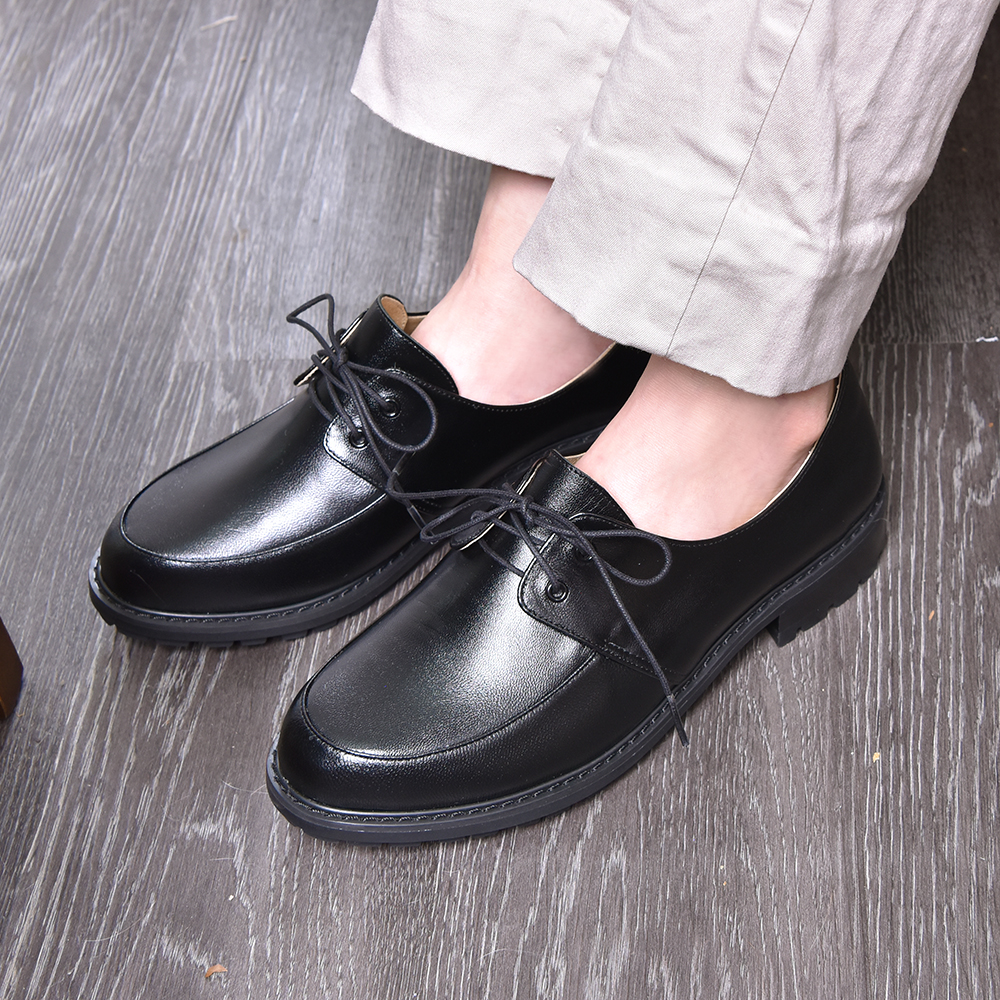 綁帶寬楦厚底樂福鞋