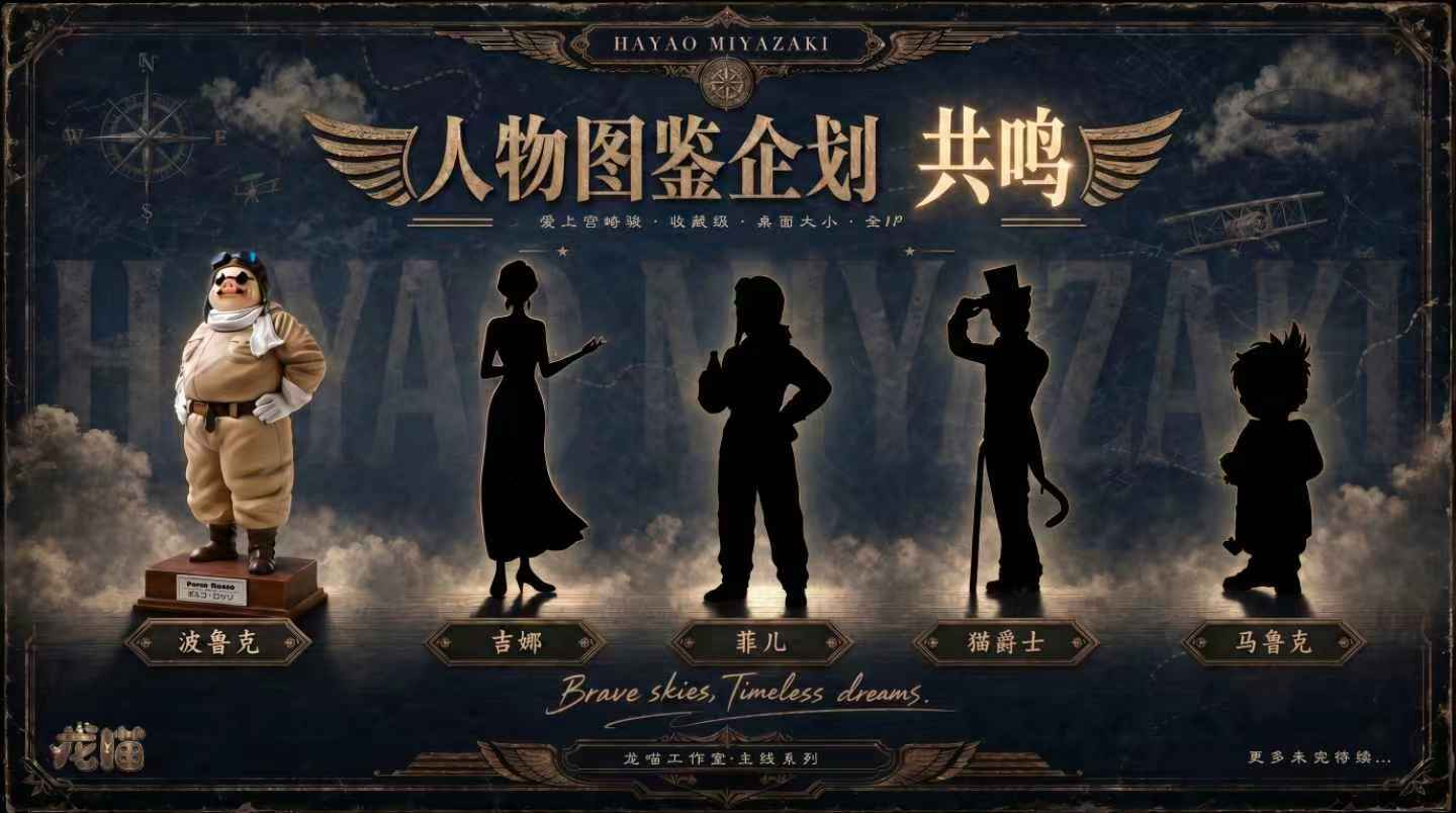 【售罄展示追加請私訊客服@toystationtw】宮崎駿 人物圖鑒之《紅豬波魯克》X 龍喵工作室8